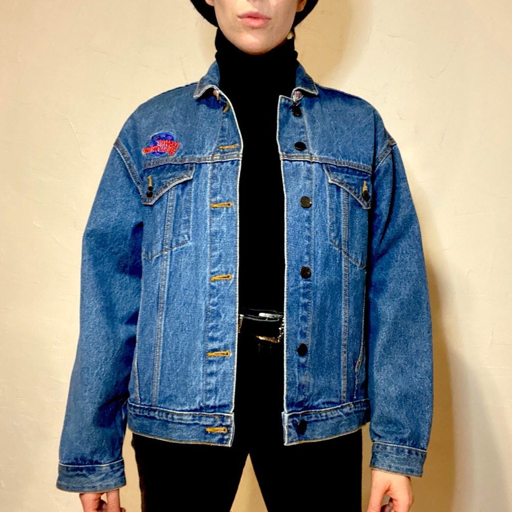Vintage 80s Planet Hollywood NEW YORK Jean Jacket - Picture 1 of 9